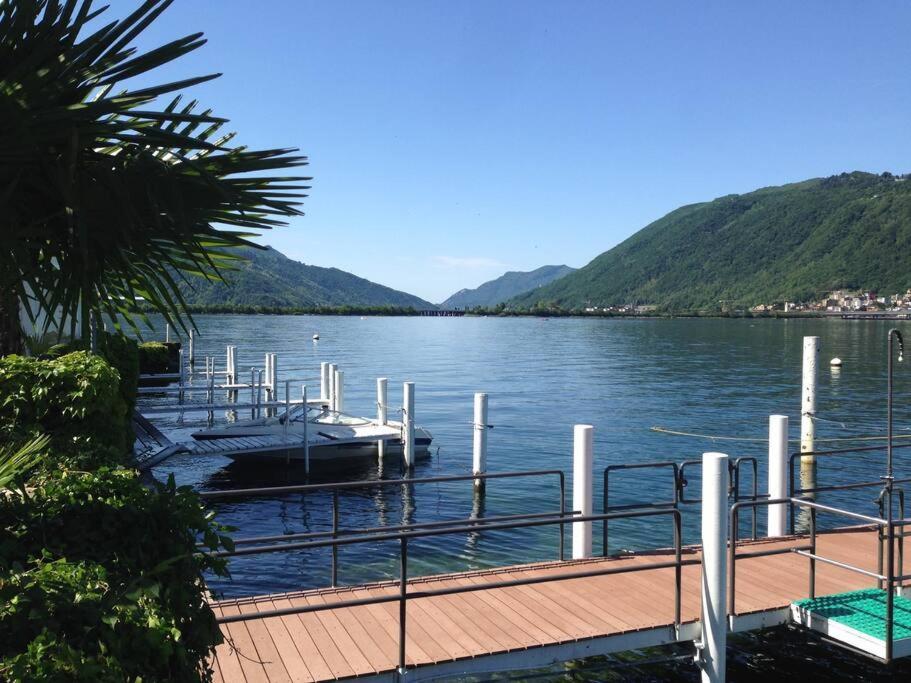 Luganersee, Pool, Strand, Parkplatz, Suite Bissone Exteriér fotografie